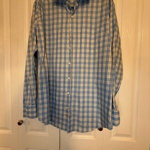 Blue Plaid Men's Peter Millar 100% Cotton Button Up Shirt Size Large /Golf